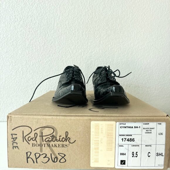 Rod Patrick Womens Lace Up Shoes 9.5 C Black Caiman Western Boots Loafers Ankle - Picture 11 of 12